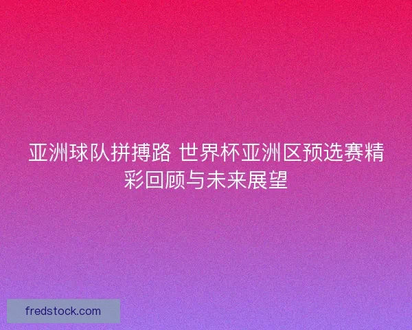 亚洲球队拼搏路 世界杯亚洲区预选赛精彩回顾与未来展望